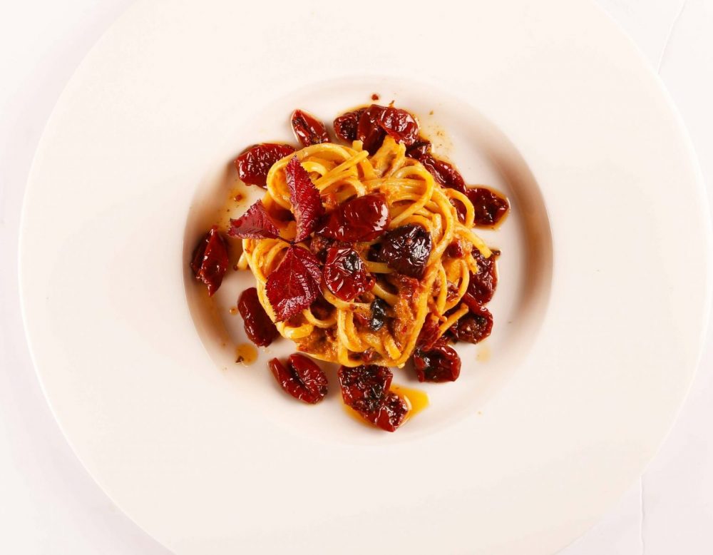 linguine al pesto rosso di pomodori secchi