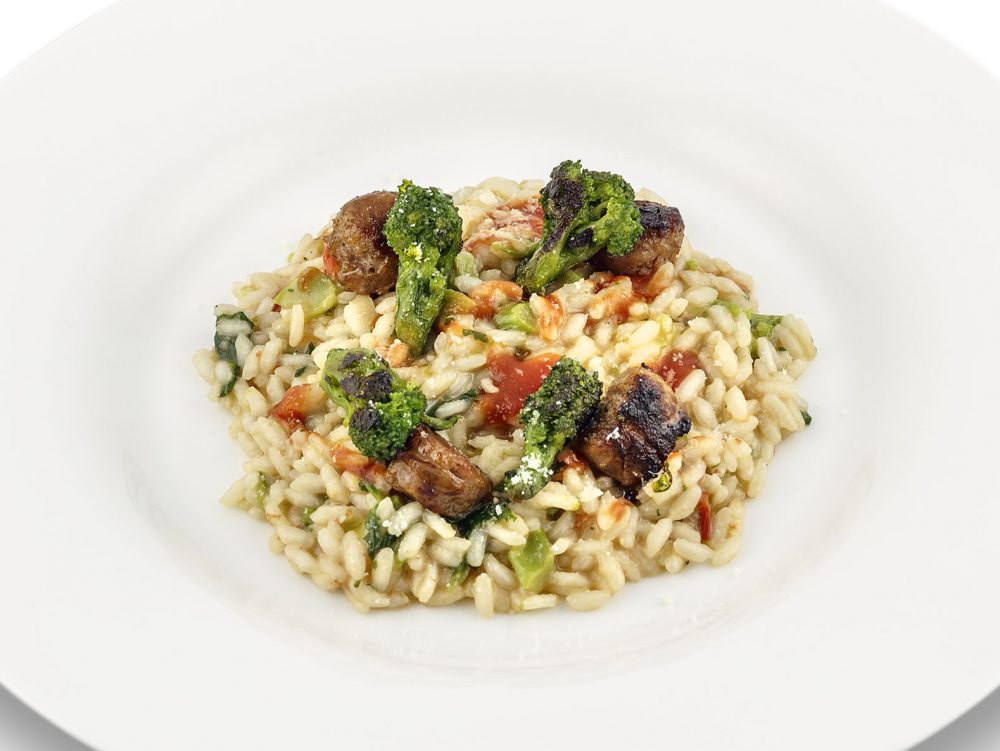 risotto con cime di rape e salsiccia
