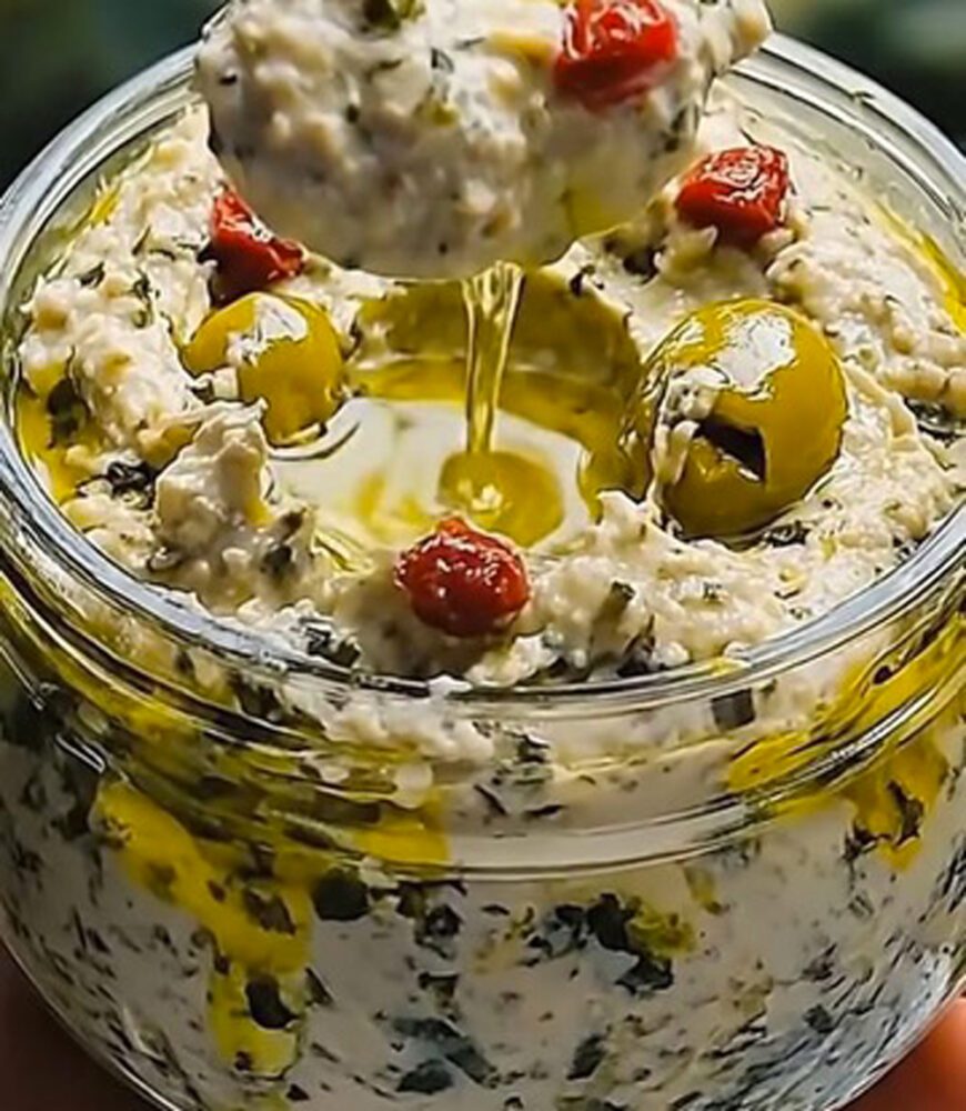 Crema rustica alle erbe, olive e formaggio