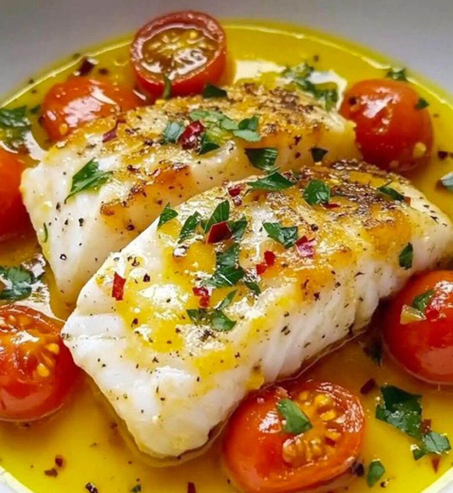 Filetti di merluzzo al limone con pomodorini