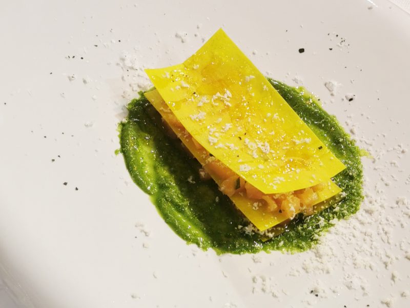 Lasagnetta cruda di salmone un piatto dello chef Gianfranco Vissani