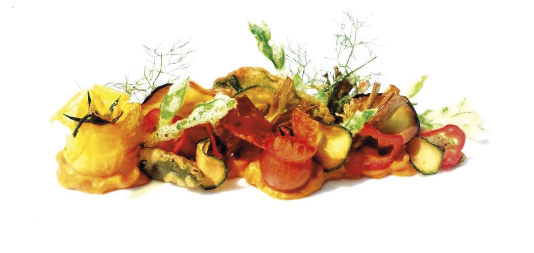 Oro di Sicilia dello chef Maurizio Urso, una ricetta a base di maionese e verdure in tempura