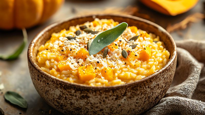 Risotto con zucca e semi di zucca