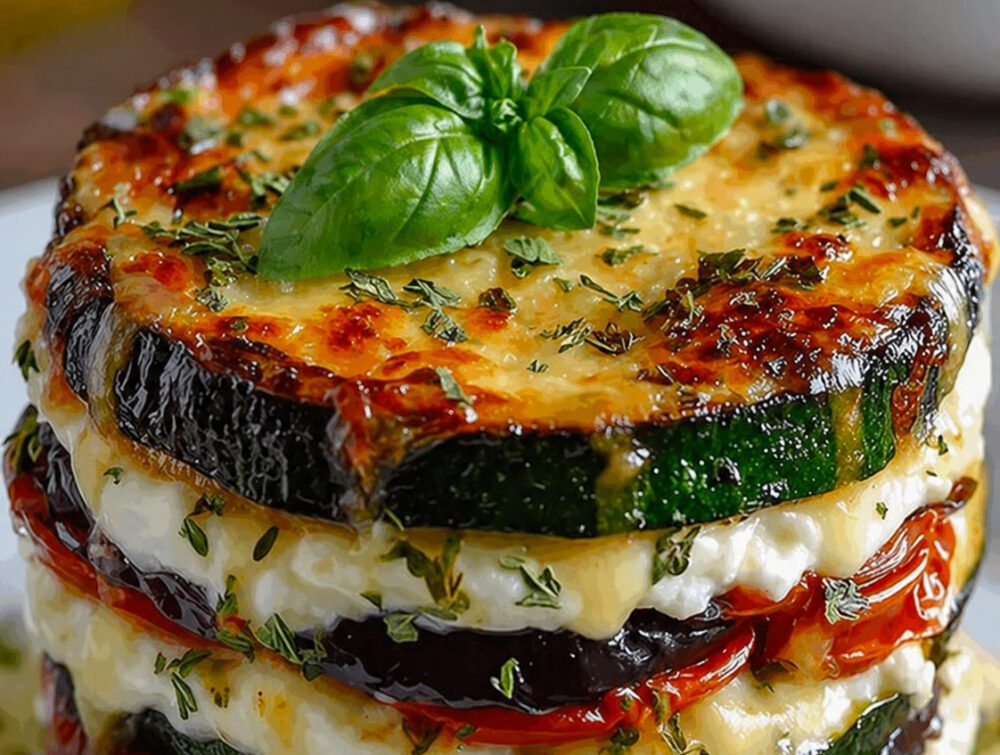 Torre di zucchine, melanzane e ricotta gratinata