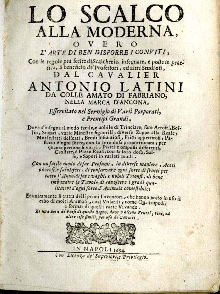 Lo Scalco alla Moderna di Antonio Latini, 1692 - primi cenni ufficiali sulla  pastiera